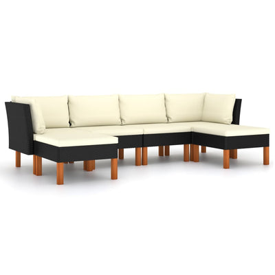 6 Piece Garden Lounge Set with Cushions Poly Rattan Black Payday Deals