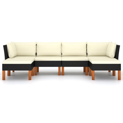 6 Piece Garden Lounge Set with Cushions Poly Rattan Black Payday Deals
