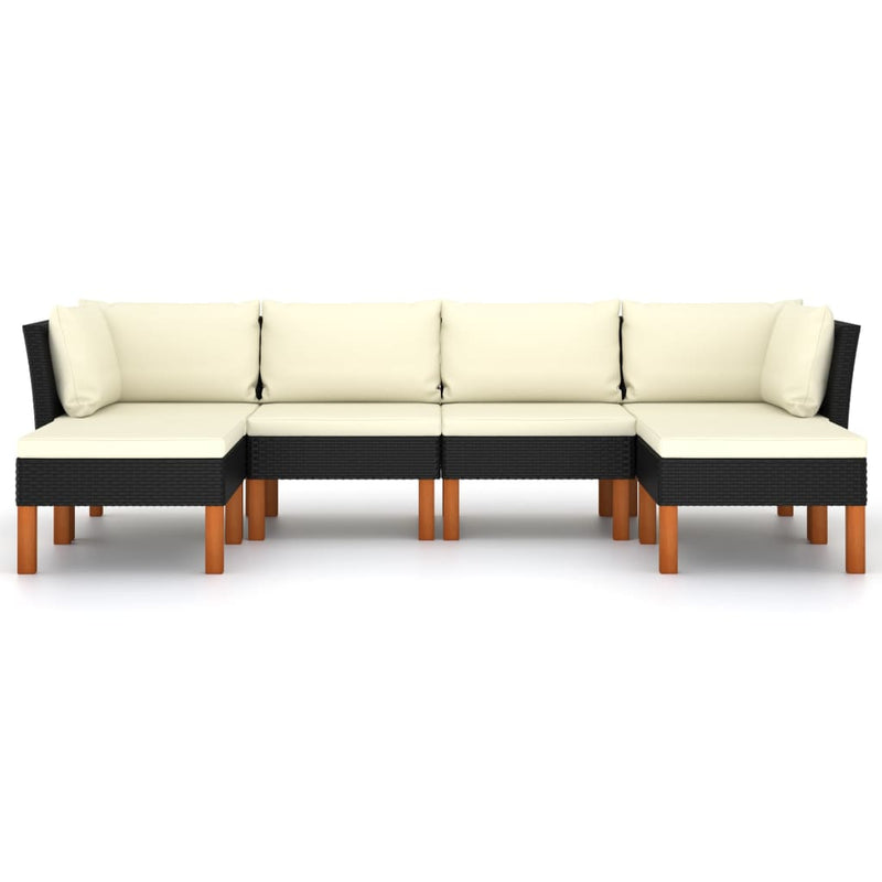 6 Piece Garden Lounge Set with Cushions Poly Rattan Black Payday Deals