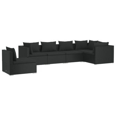 6 Piece Garden Lounge Set with Cushions Poly Rattan Black Payday Deals