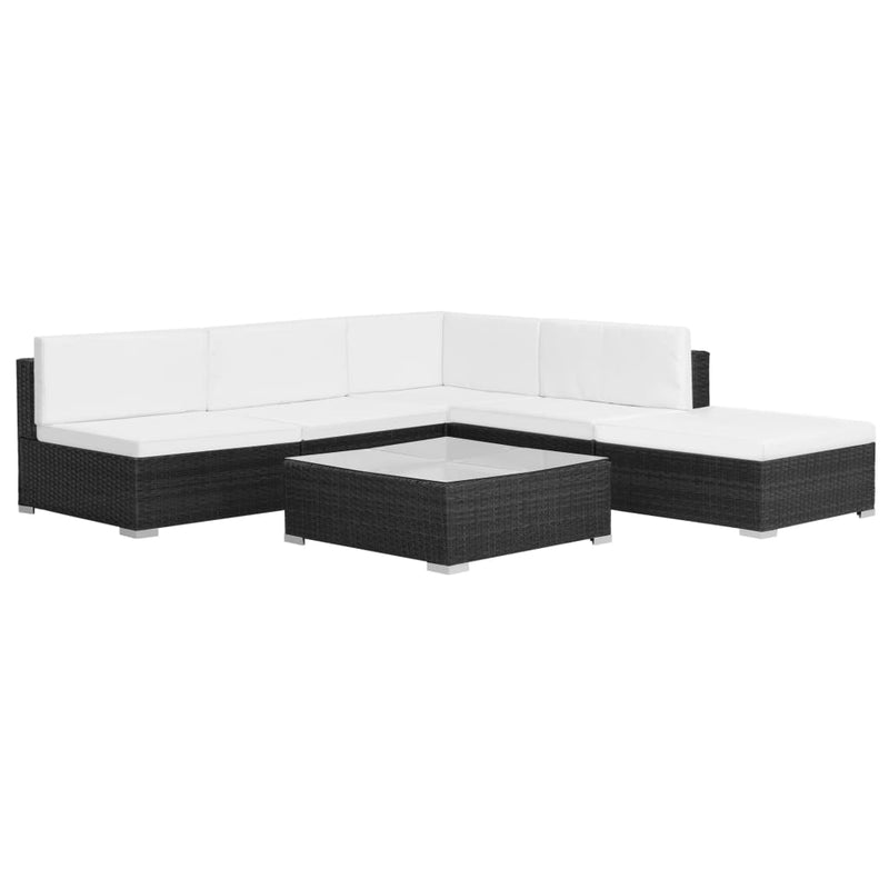6 Piece Garden Lounge Set with Cushions Poly Rattan Black Payday Deals