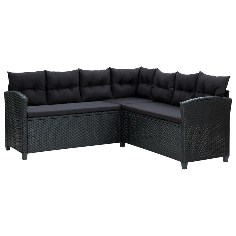 6 Piece Garden Lounge Set with Cushions Poly Rattan Black Payday Deals