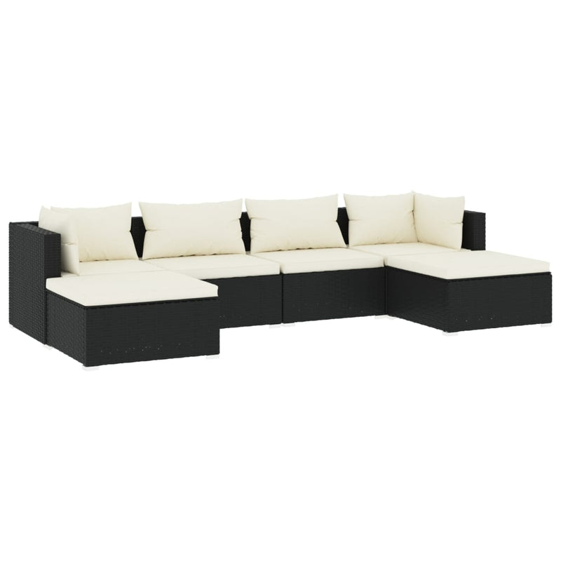 6 Piece Garden Lounge Set with Cushions Poly Rattan Black Payday Deals
