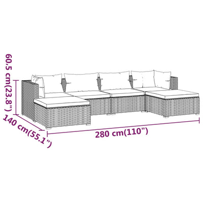 6 Piece Garden Lounge Set with Cushions Poly Rattan Black Payday Deals