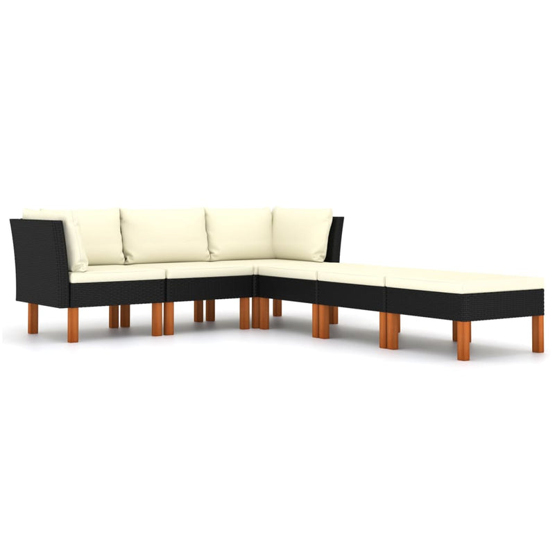 6 Piece Garden Lounge Set with Cushions Poly Rattan Black Payday Deals