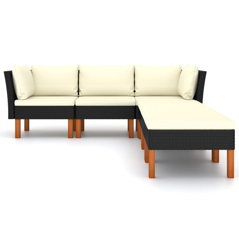 6 Piece Garden Lounge Set with Cushions Poly Rattan Black Payday Deals