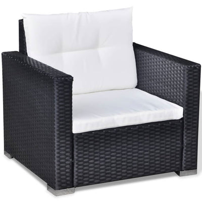 6 Piece Garden Lounge Set with Cushions Poly Rattan Black Payday Deals