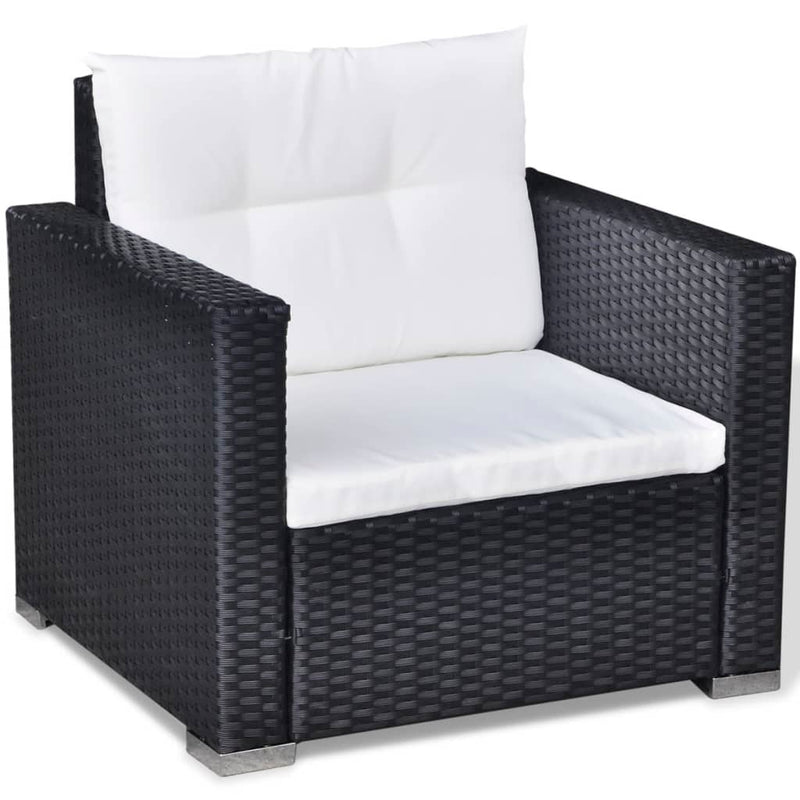 6 Piece Garden Lounge Set with Cushions Poly Rattan Black Payday Deals