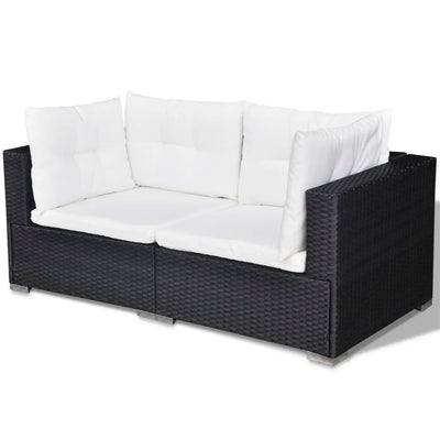 6 Piece Garden Lounge Set with Cushions Poly Rattan Black Payday Deals
