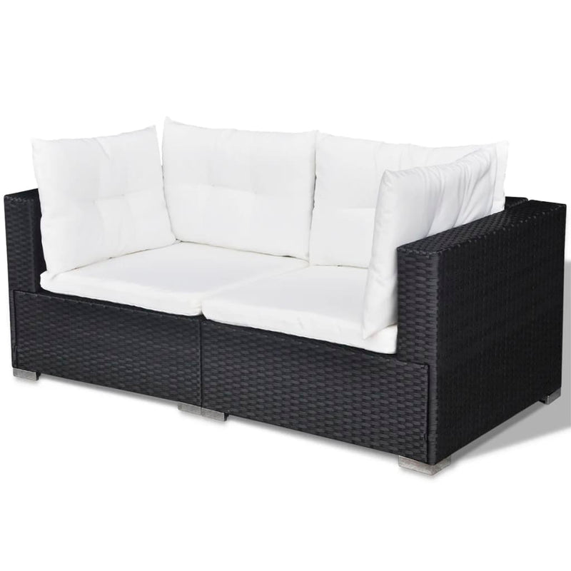 6 Piece Garden Lounge Set with Cushions Poly Rattan Black Payday Deals