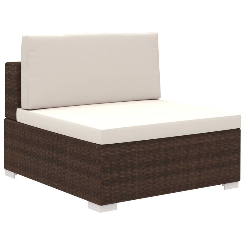 6 Piece Garden Lounge Set with Cushions Poly Rattan Brown Payday Deals