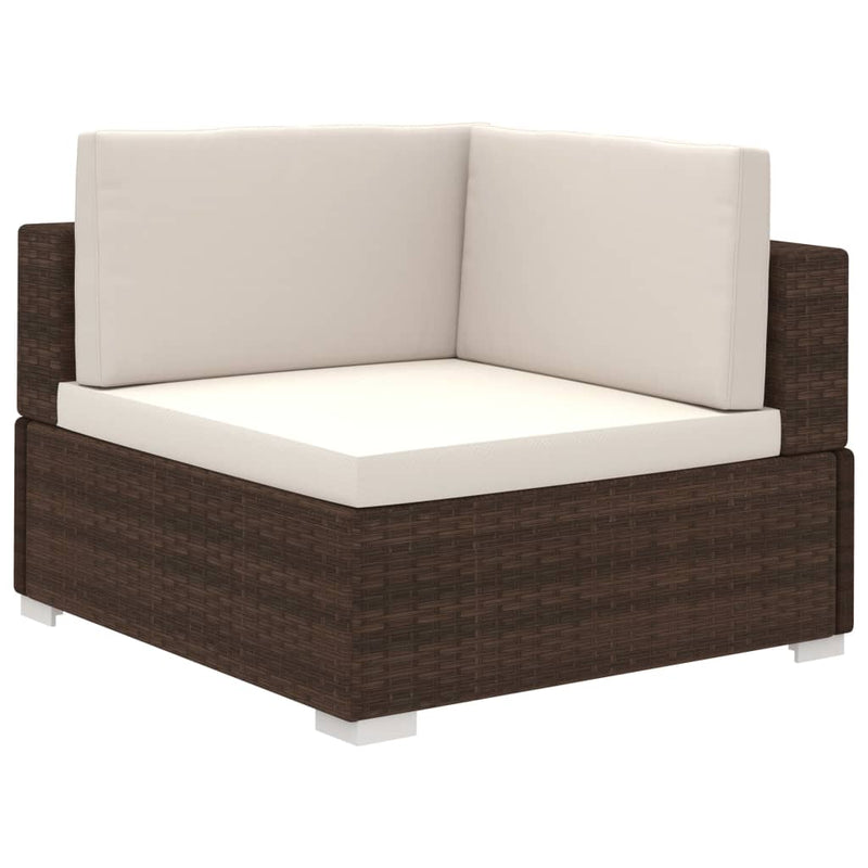6 Piece Garden Lounge Set with Cushions Poly Rattan Brown Payday Deals