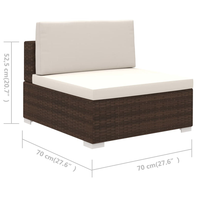 6 Piece Garden Lounge Set with Cushions Poly Rattan Brown Payday Deals