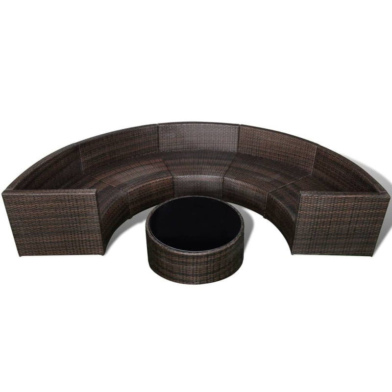 6 Piece Garden Lounge Set with Cushions Poly Rattan Brown Payday Deals