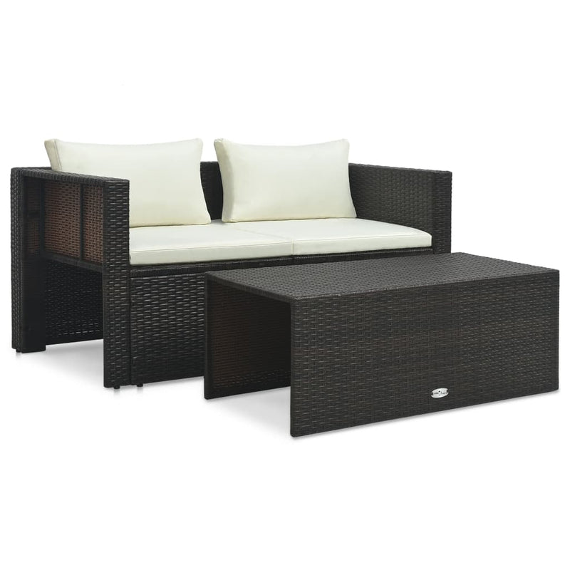 6 Piece Garden Lounge Set with Cushions Poly Rattan Brown Payday Deals