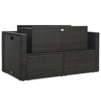 6 Piece Garden Lounge Set with Cushions Poly Rattan Brown Payday Deals