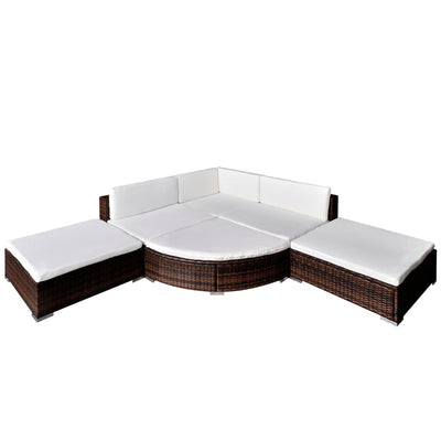 6 Piece Garden Lounge Set with Cushions Poly Rattan Brown Payday Deals