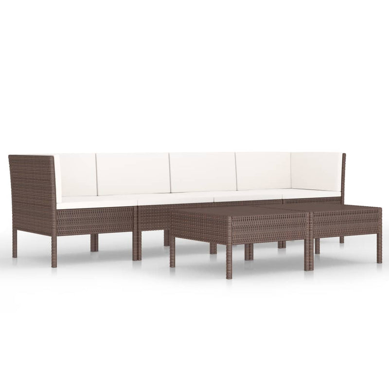 6 Piece Garden Lounge Set with Cushions Poly Rattan Brown Payday Deals