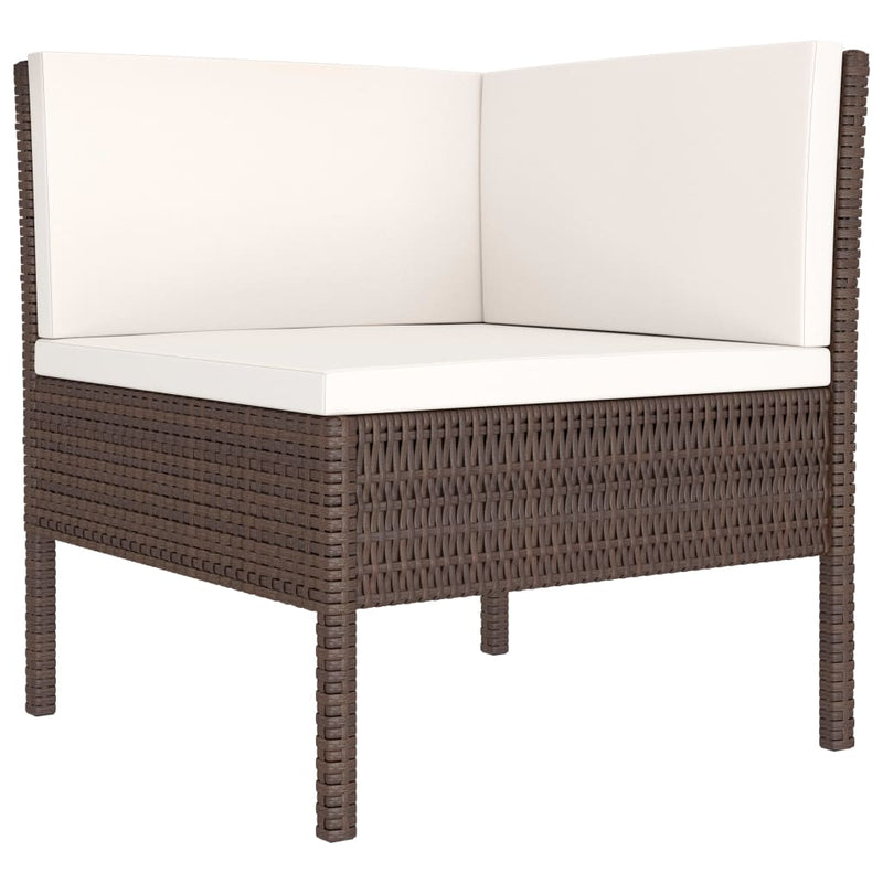 6 Piece Garden Lounge Set with Cushions Poly Rattan Brown Payday Deals
