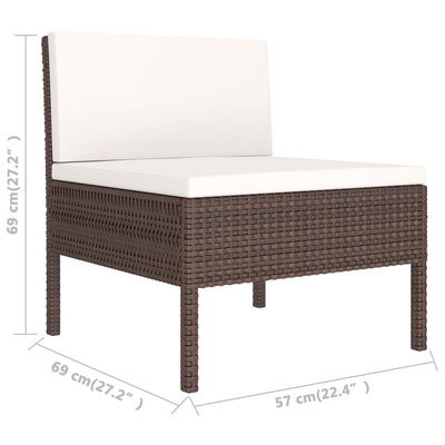 6 Piece Garden Lounge Set with Cushions Poly Rattan Brown Payday Deals
