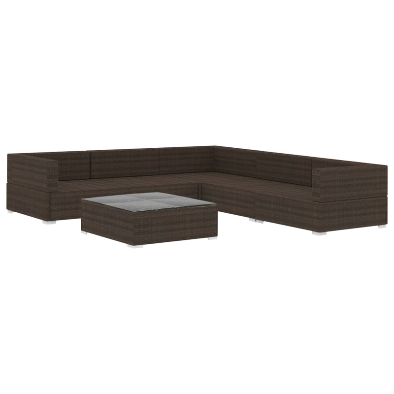 6 Piece Garden Lounge Set with Cushions Poly Rattan Brown Payday Deals