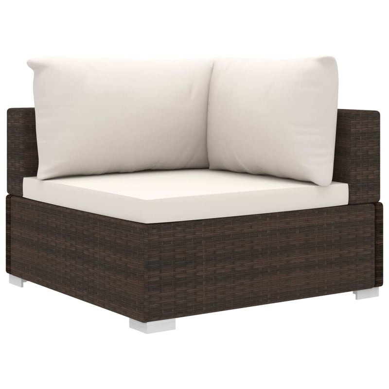 6 Piece Garden Lounge Set with Cushions Poly Rattan Brown Payday Deals