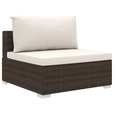 6 Piece Garden Lounge Set with Cushions Poly Rattan Brown Payday Deals