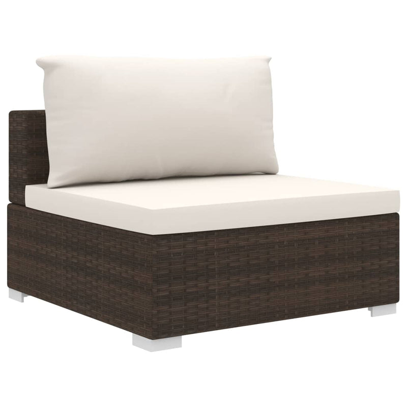 6 Piece Garden Lounge Set with Cushions Poly Rattan Brown Payday Deals
