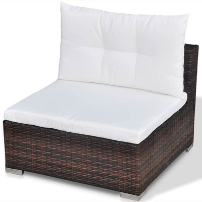 6 Piece Garden Lounge Set with Cushions Poly Rattan Brown Payday Deals