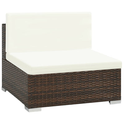 6 Piece Garden Lounge Set with Cushions Poly Rattan Brown Payday Deals
