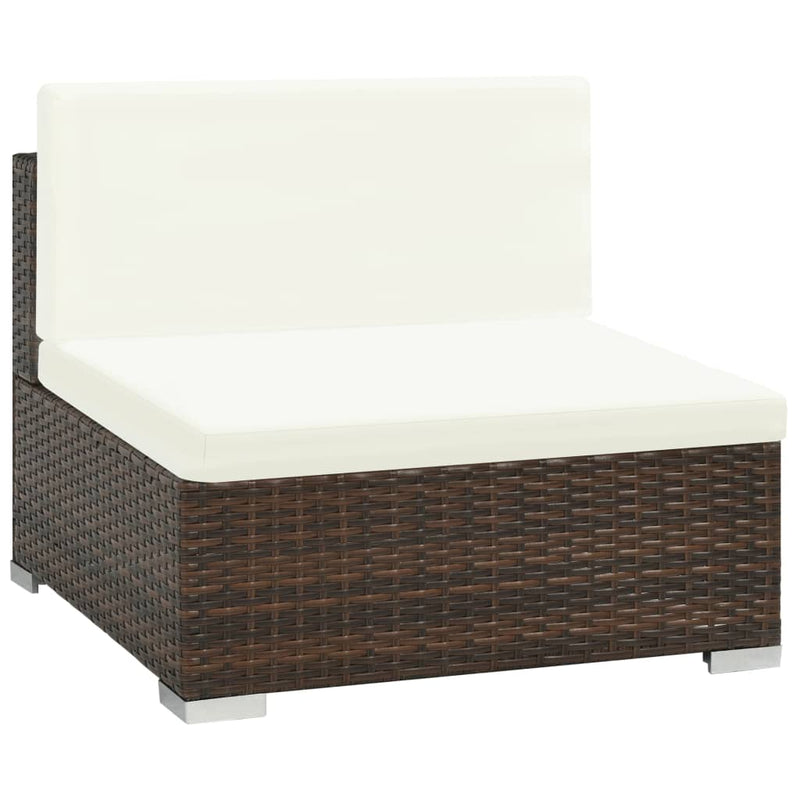 6 Piece Garden Lounge Set with Cushions Poly Rattan Brown Payday Deals