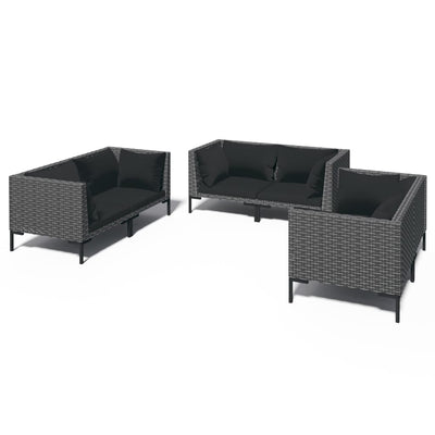 6 Piece Garden Lounge Set with Cushions Poly Rattan Dark Grey Payday Deals
