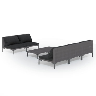 6 Piece Garden Lounge Set with Cushions Poly Rattan Dark Grey Payday Deals