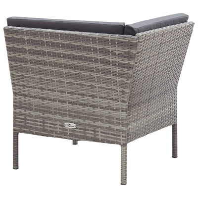6 Piece Garden Lounge Set with Cushions Poly Rattan Grey Payday Deals