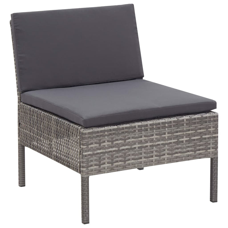 6 Piece Garden Lounge Set with Cushions Poly Rattan Grey Payday Deals