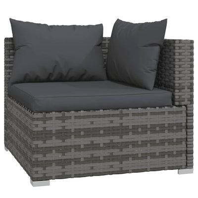 6 Piece Garden Lounge Set with Cushions Poly Rattan Grey Payday Deals