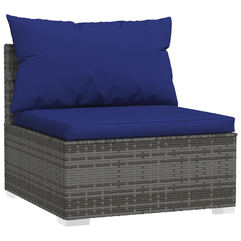 6 Piece Garden Lounge Set with Cushions Poly Rattan Grey Payday Deals