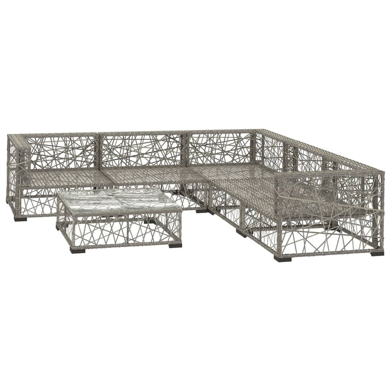 6 Piece Garden Lounge Set with Cushions Poly Rattan Grey Payday Deals