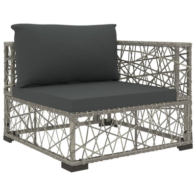 6 Piece Garden Lounge Set with Cushions Poly Rattan Grey Payday Deals