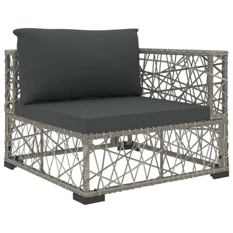 6 Piece Garden Lounge Set with Cushions Poly Rattan Grey Payday Deals