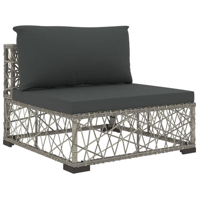 6 Piece Garden Lounge Set with Cushions Poly Rattan Grey Payday Deals