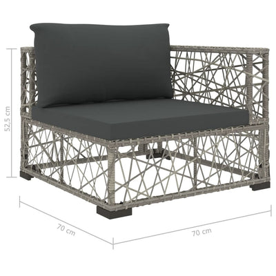 6 Piece Garden Lounge Set with Cushions Poly Rattan Grey Payday Deals