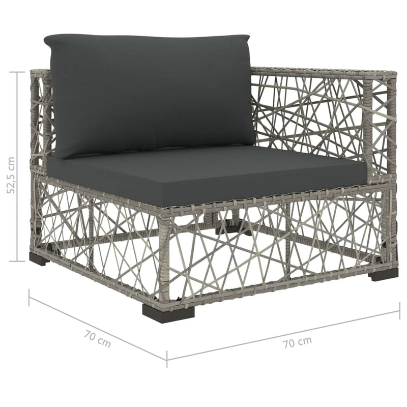 6 Piece Garden Lounge Set with Cushions Poly Rattan Grey Payday Deals
