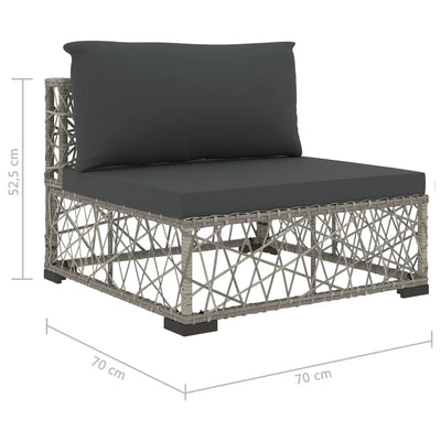 6 Piece Garden Lounge Set with Cushions Poly Rattan Grey Payday Deals