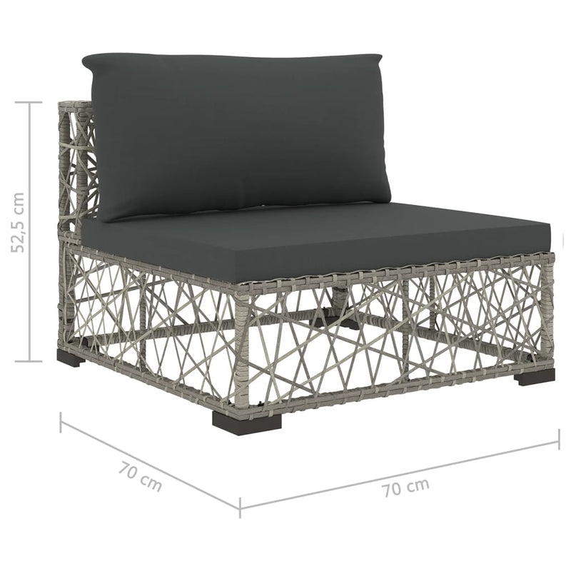 6 Piece Garden Lounge Set with Cushions Poly Rattan Grey Payday Deals
