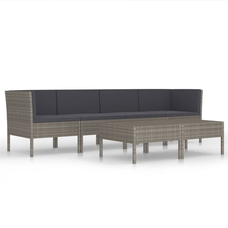 6 Piece Garden Lounge Set with Cushions Poly Rattan Grey Payday Deals