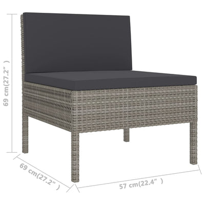 6 Piece Garden Lounge Set with Cushions Poly Rattan Grey Payday Deals
