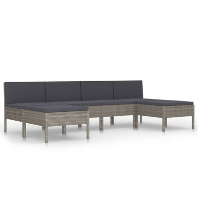 6 Piece Garden Lounge Set with Cushions Poly Rattan Grey Payday Deals