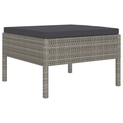 6 Piece Garden Lounge Set with Cushions Poly Rattan Grey Payday Deals