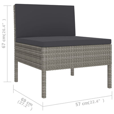 6 Piece Garden Lounge Set with Cushions Poly Rattan Grey Payday Deals